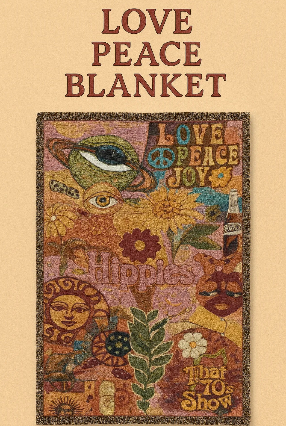 Love Peace Blanket 52” x 37”